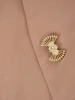Elegancki komplet damski cappuccino z kołnierzem i krótkim rękawem – idealny na letnie wesele, z paskiem podkreślającym talię 41906