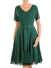 Połyskująca sukienka z szyfonu w kolarze butelkowej zieleni 33932