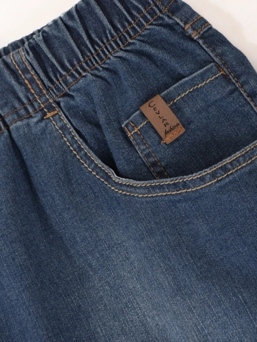 Niebieskie jeansy damskie o prostym kroju – wygodna gumka w pasie zapewniająca komfort 42730