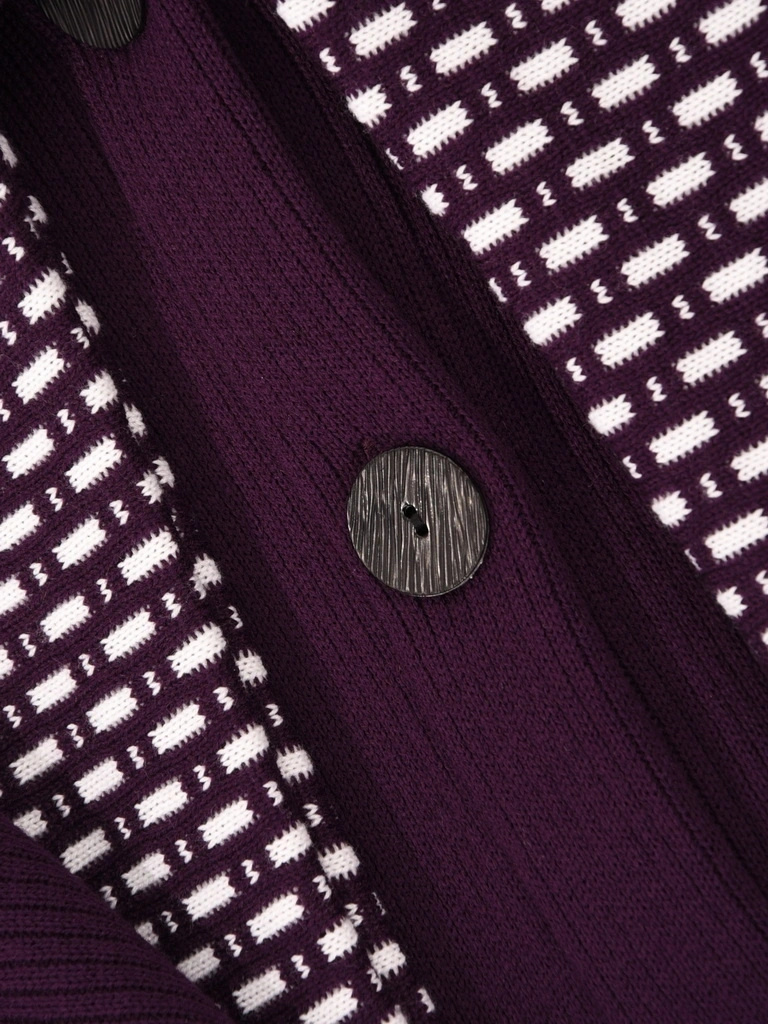 Elegancki fioletowy sweter damski z wiązaniem – luźny krój z zaokrąglonym dołem na jesień 42166