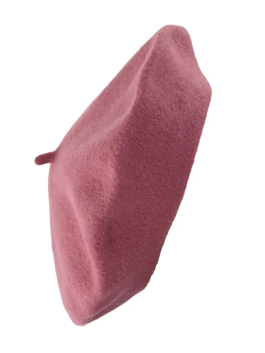Elegancki beret wełniany damski w odcieniu jagodowego różu – francuski model z antenką na chłodne dni 40895