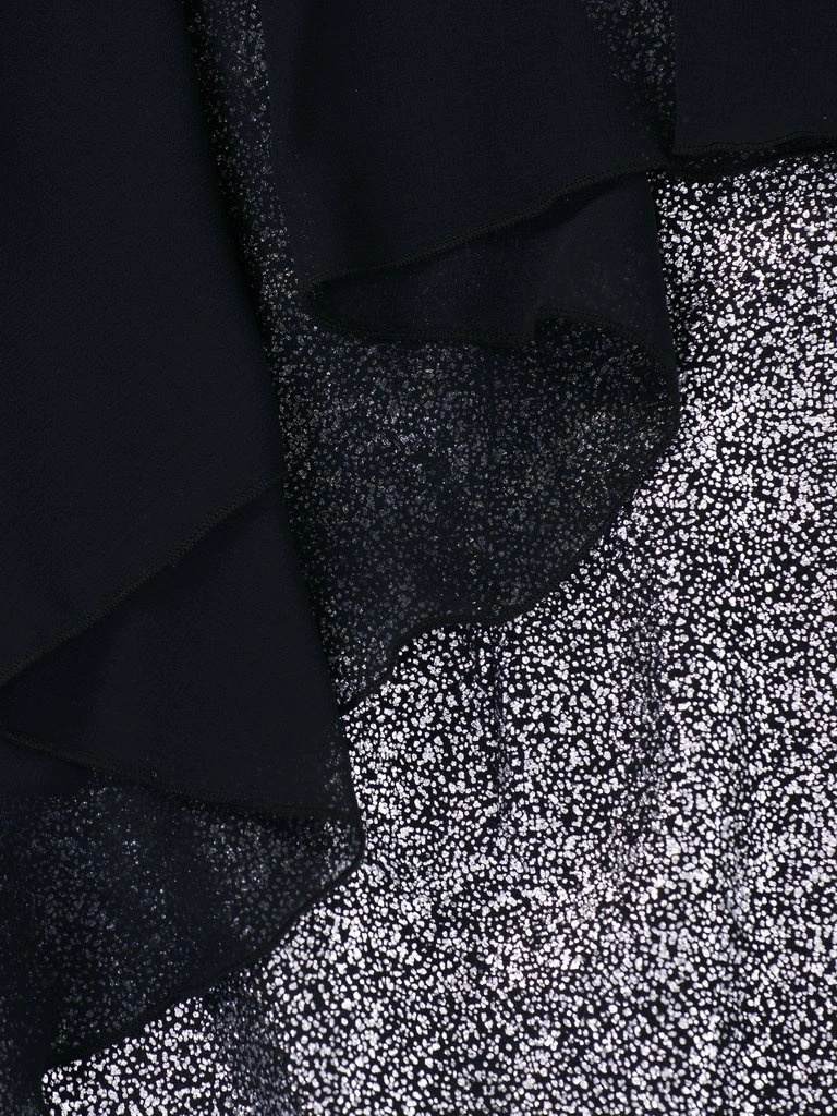 Czarno-srebrna sukienka wieczorowa prosty fason – elegancka kreacja ze zwiewną narzutką 8256
