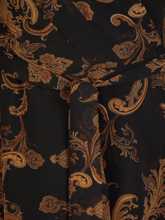 Rozkloszowana sukienka z szyfonu, kopertowa kreacja z paskiem 30599