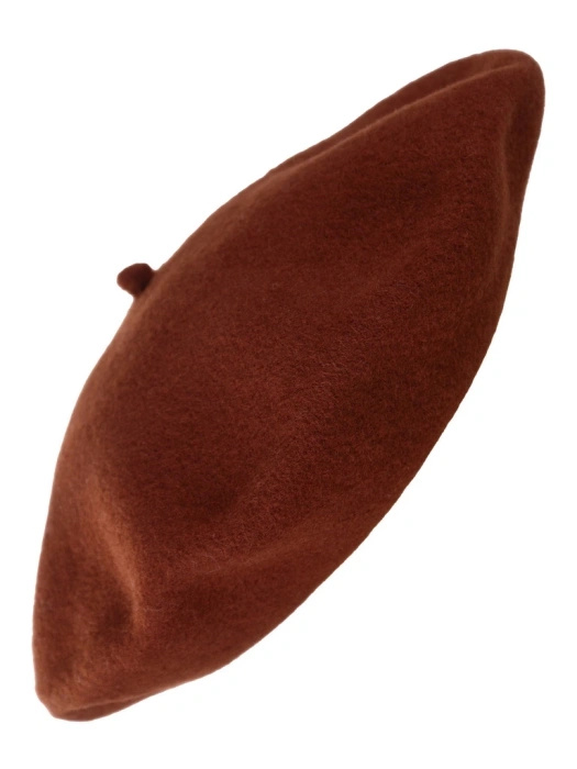 Elegancki beret damski wełniany fason francuski – kasztanowy model z antenką zapewniający miękkie ciepło 40887