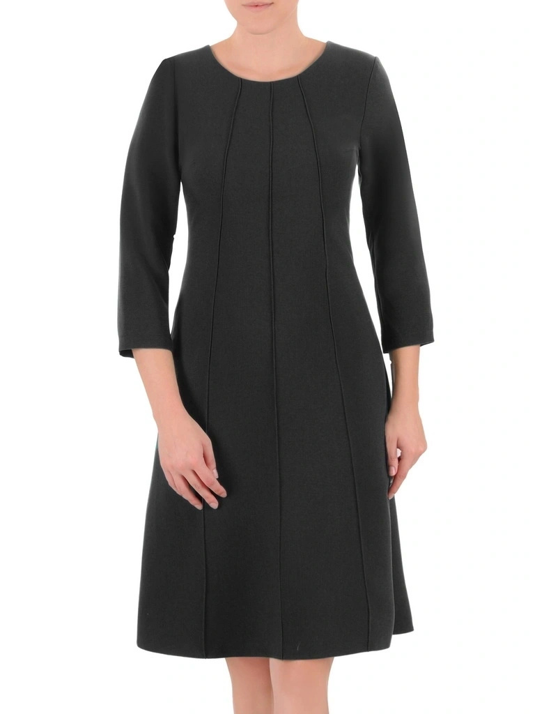 Elegancka sukienka damska midi czarna rozkloszowana – kobiecy fason modelujący sylwetkę 36766