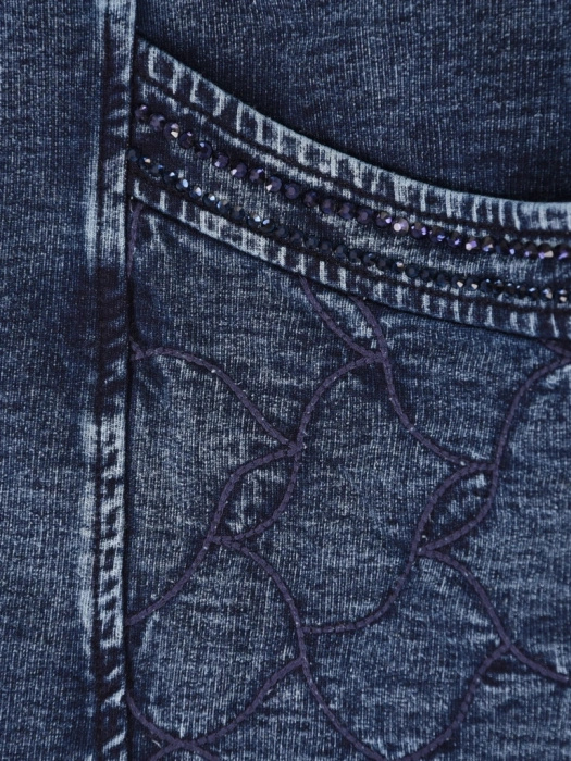 Jeansowa kurtka bawełniana z kapturem i błyszczącymi aplikacjami – prosty fason gwarantujący wygodę 41709