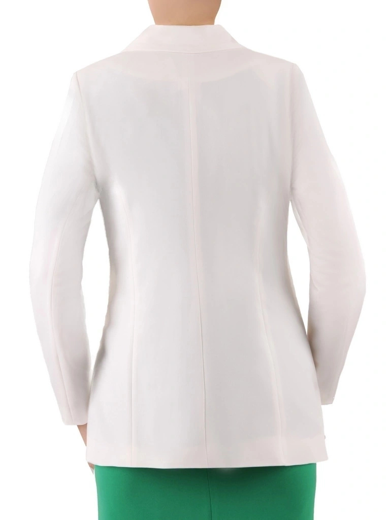 Klasyczny biały żakiet damski o prostym kroju – eleganckie dopełnienie wizytowej stylizacji 36355