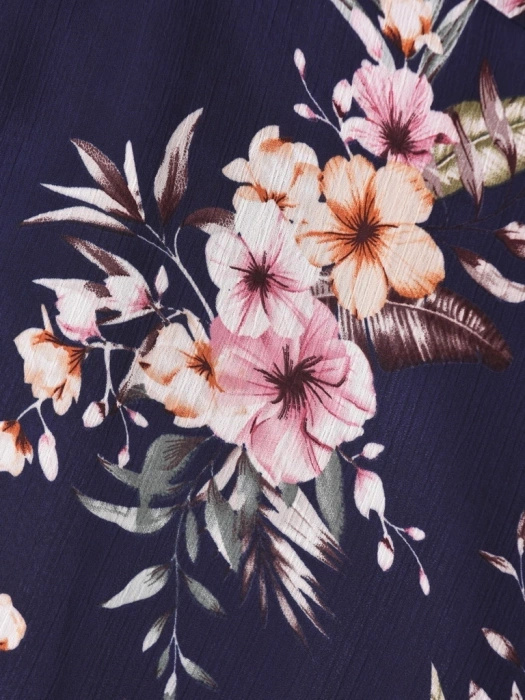 Elegancka wzorzysta sukienka midi z dekoltem w serek – rozkloszowany fason pięknie wysmuklający sylwetkę 28176