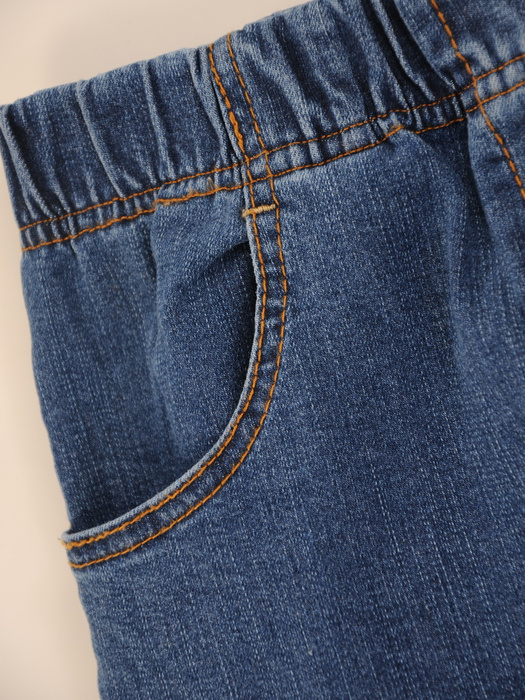 Jeansy, wyszczuplające, bawełniane dopasowane spodnie jeans na gumce w pasie z kieszeniami, duże rozmiary 34899