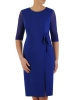 Chabrowa sukienka wizytowa midi z dekoltem łódka – prosty fason z wyszczuplającym wiązaniem w pasie 24420