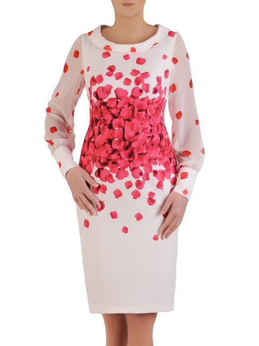 Sukienka wiosenna, wyszczuplająca kreacja z tkaniny 25579