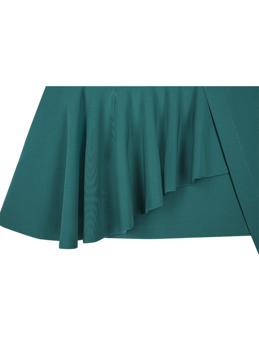 Zielona spódnica z asymetryczną falbaną Sasza.
