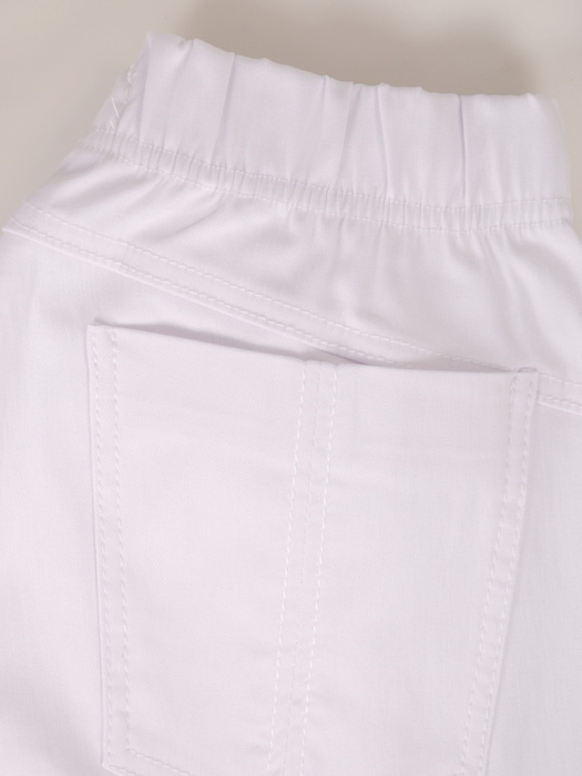Białe spodnie damskie z gumą w pasie 35279