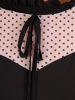 Elegancka czarna sukienka w grochy o prostym kroju – kobiecy model z szyfonowym rękawem 27504