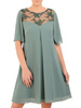 Zielona sukienka z koronkowym karczkiem, wizytowa kreacja w modnym fasonie 30815