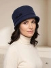 Ciepły kapelusz damski typu cloche na jesień i zimę – stylowy granatowy dodatek z ozdobną kokardą i regulacją 42441