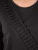 Czarna sukienka trapezowa midi z wiązaniem – elegancka kreacja maskująca biodra 36605