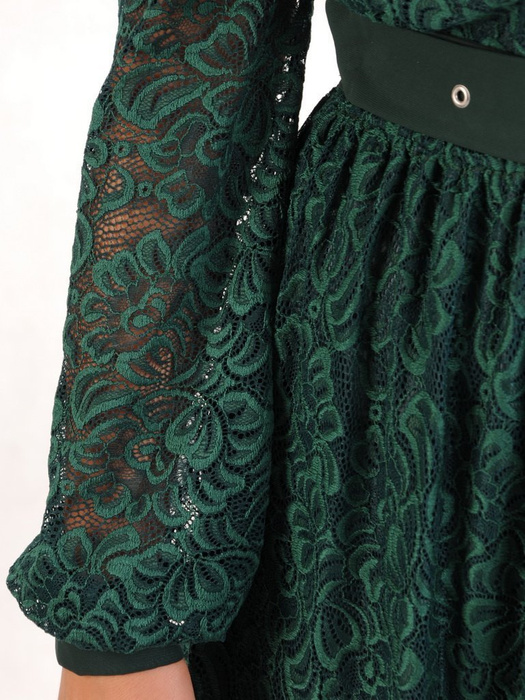 Wizytowa sukienka damska, kreacja z zielonej koronki 27373