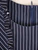 Wizytowa sukienka damska midi w paski o prostym kroju – ozdobna falbana i elegancki styl do pracy 34161