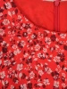 Elegancka sukienka trapezowa midi w czerwone kwiaty – tuszujący krój z rękawem 3/4 28929