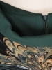 Elegancka sukienka wizytowa w odcieniu butelkowej zieleni – prosty fason wysmuklający sylwetkę z narzutką 36639