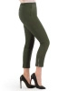 Klasyczne zielone spodnie 7/8 plus size z suwakami – dopasowany fason na lato z gumką 35153