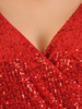 Elegancka sukienka tulipanowa w czerwone cekiny 35042