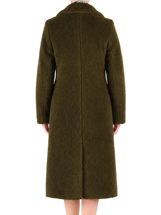 Elegancki płaszcz damski na jesień i zimę khaki – klasyczny krój modelujący sylwetkę 42705