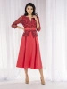 Rozkloszowana sukienka na andrzejki i święta w kwiaty – wysmuklający krój z baskinką i paskiem 37661
