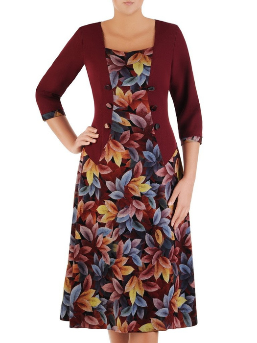 Sukienka wyszczuplająca, jesienna kreacja z imitacją żakietu 22087.