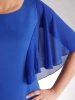Elegancka chabrowa sukienka maxi na przyjęcia – prosty fason z kobiecym rozcięciem 38637