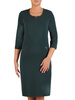 Zielona sukienka z modnym dekoltem, nowoczesna kreacja wizytowa 21070