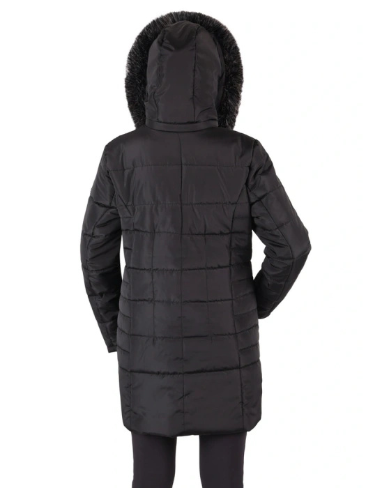 Czarna kurtka zimowa damska z futerkiem – klasyczny fason chroniący przed chłodem 42553