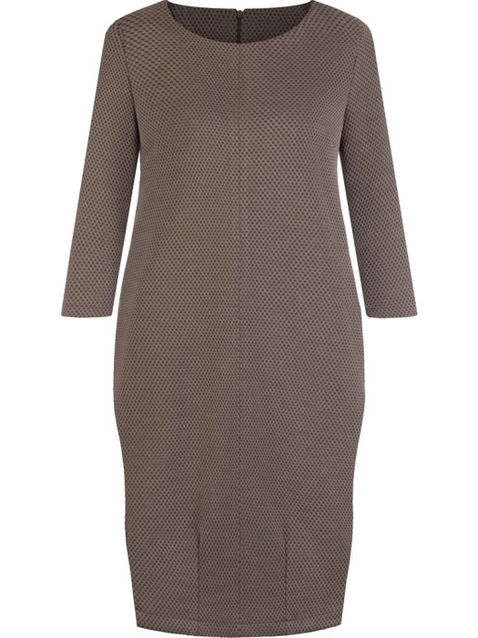 Elegancka sukienka dzianinowa khaki tuba – wysmuklający krój z kieszeniami 13935