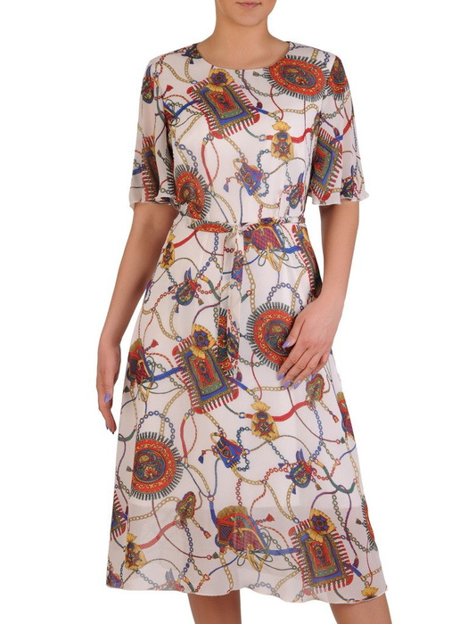 Sukienka wiosenna, zwiewna kreacja w kolorowe łańcuchy 20469.