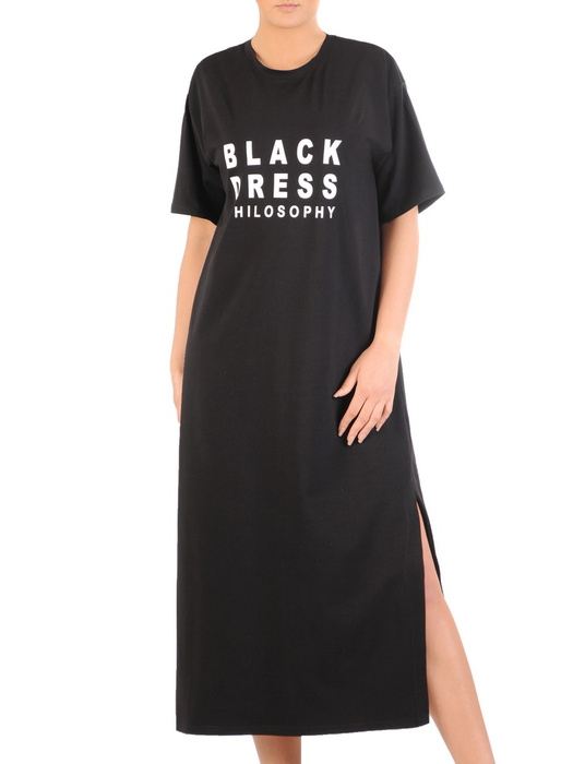 Czarna, dzianinowa sukienka z oryginalnym napisem 33534