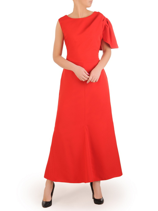 Czerwona sukienka maxi z asymetrycznymi rękawami 32047