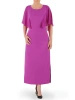 Elegancka fuksjowa suknia wieczorowa maxi o prostym kroju – wysmuklający fason z szyfonem 38432