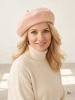 Elegancki beret damski z wełny merynosów morelowy – fason francuski zapewniający ciepło 41050