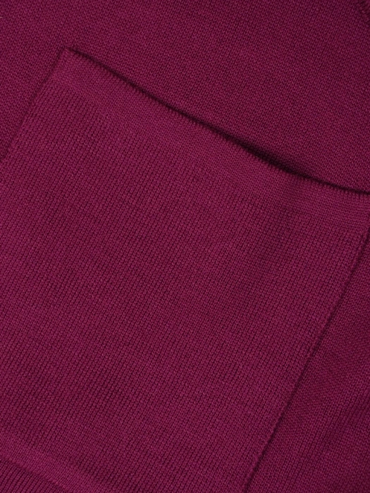 Elegancki sweter damski rozpinany w kolorze fuksji – prosty krój z kieszeniami i dekoltem w serek 40503