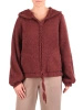Elegancki sweter damski rozpinany w kolorze bordo – prosty krój z kapturem na chłodne dni 42173