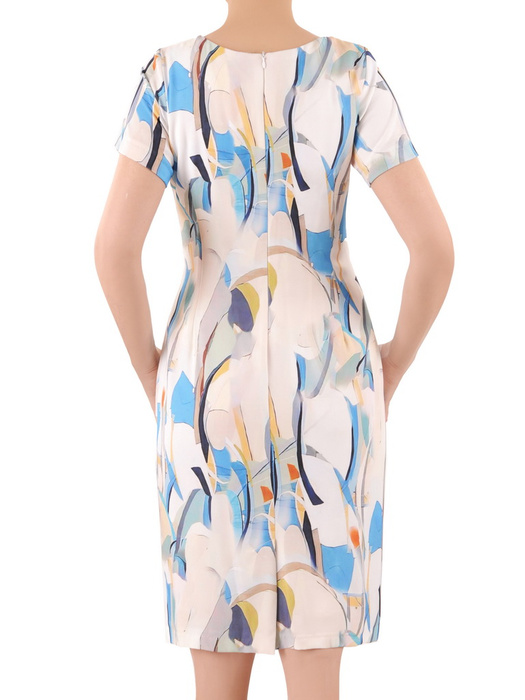 Geometryczna sukienka w modnych kolorach, prosta kreacja wizytowa 35915
