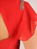 Elegancka czerwona sukienka midi na święta i andrzejki – prosty fason ze zmysłowym wycięciem na plecach 30460