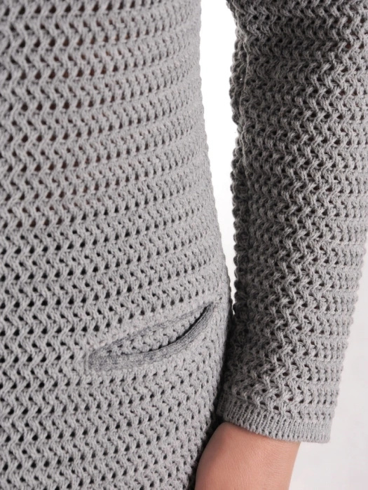 Elegancki sweter damski rozpinany na zamek – prosty krój z kieszeniami na jesień 38972