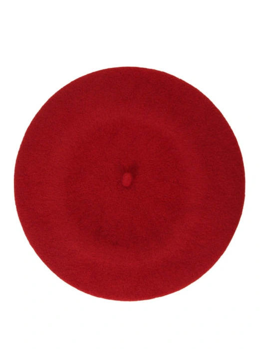 Elegancki beret damski wełniany w kolorze zgaszonej czerwieni – fason francuski z antenką dodający szyku 42703