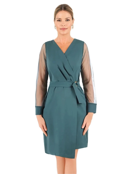Elegancka sukienka z ozdobnymi tiulowymi rękawami 37000