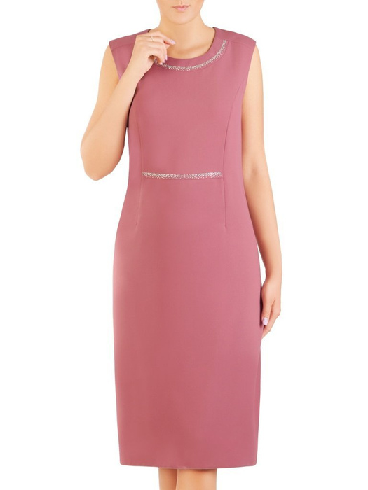 Elegancki pastelowy komplet, prosta sukienka z koronkowym żakietem 30415