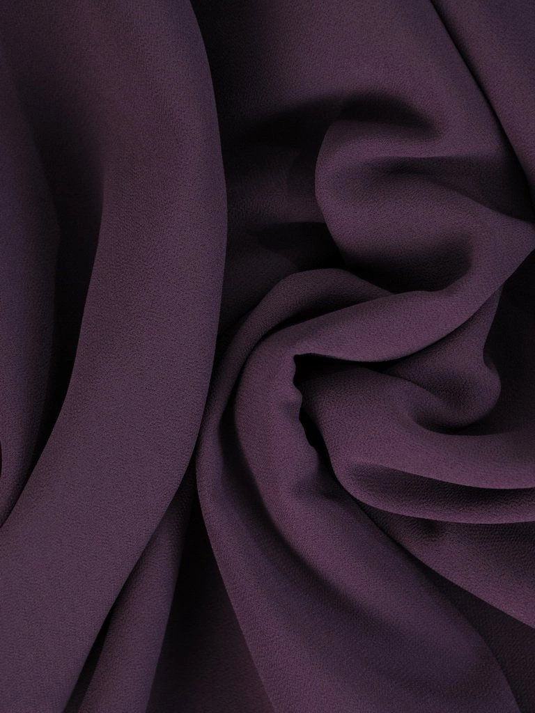 Elegancka fioletowa sukienka trapezowa do kolan – ozdobne rękawy 3/4 z perełkami 25807