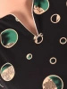Wizytowa bluzka damska z wiskozy w grochy – prosty fason z dekoltem w serek na andrzejki 40287