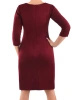 Elegancka bordowa sukienka midi o prostym kroju – stylowe wiązanie i rękaw 3/4 40293
